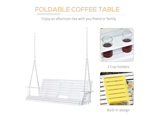 Balancelle de porche 3 places en bois, banc - afbeelding 6 van  8