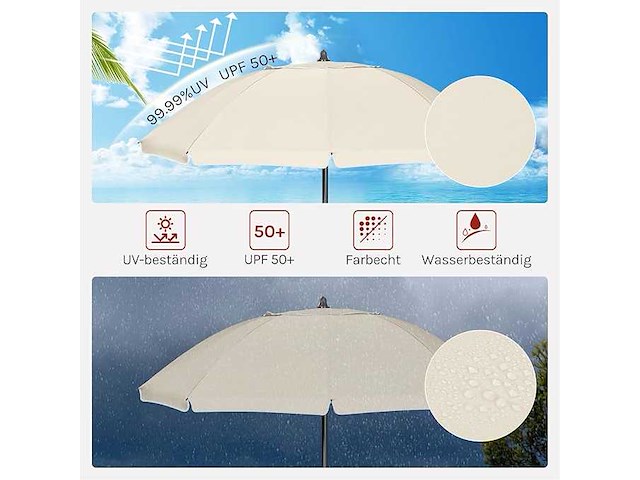 Balkonparasol - diameter: 135cm - upf uv-bescherming - afbeelding 2 van  4