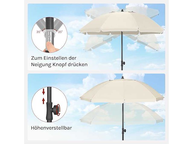 Balkonparasol - diameter: 135cm - upf uv-bescherming - afbeelding 3 van  4