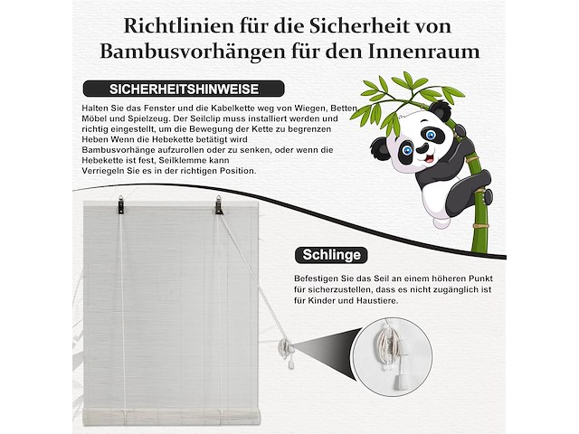 Bamboe rolgordijn 90x220cm wit - afbeelding 4 van  4