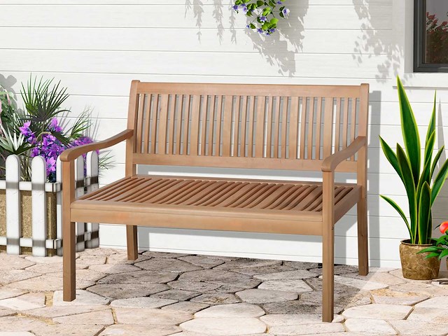 Banc de jardin 2 places en bois banquette jusqu'à 200 kg - afbeelding 1 van  9