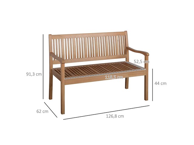 Banc de jardin 2 places en bois banquette jusqu'à 200 kg - afbeelding 4 van  9