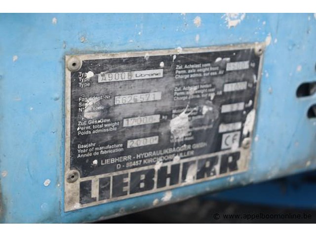 Bandenkraan liebherr 900 litronic, bj 2000, serienummer 6626571, werkuren 14986,3 - afbeelding 2 van  10