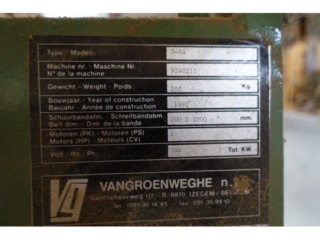Bandschuurmachine vangroenenweghe - afbeelding 3 van  3