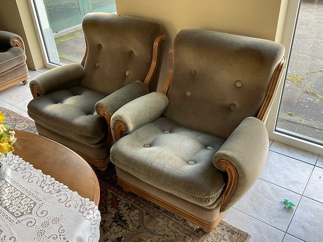 Bankstel met fauteuils en salontafel - afbeelding 2 van  4