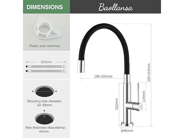 Baollansa flexibele keukenkraan - afbeelding 4 van  6