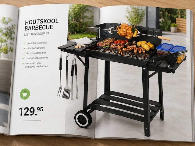 Barbecue houtskool met draaispit - afbeelding 2 van  7