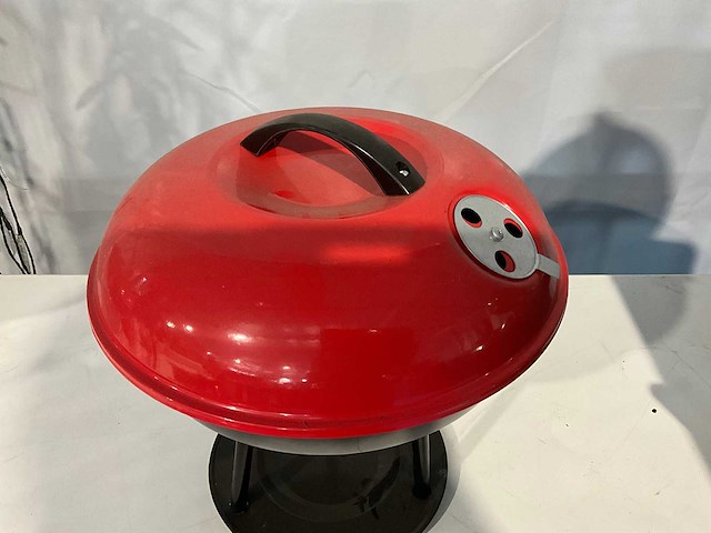 Barbecue houtskool rond - 35cm - rood/zwart - afbeelding 2 van  5