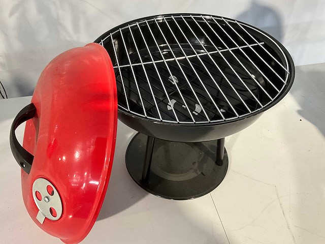 Barbecue houtskool rond - 35cm - rood/zwart - afbeelding 3 van  5