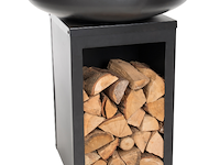 Barbecue pallas met houtopslag en gietijzeren plancha - zwart - afbeelding 1 van  7