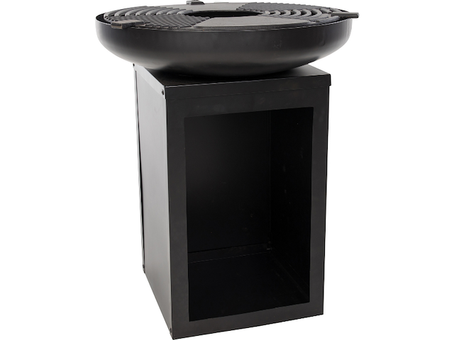Barbecue pallas met houtopslag en gietijzeren plancha - zwart - afbeelding 2 van  7