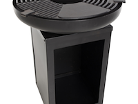 Barbecue pallas met houtopslag en gietijzeren plancha - zwart - afbeelding 3 van  7