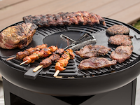 Barbecue pallas met houtopslag en gietijzeren plancha - zwart - afbeelding 6 van  7