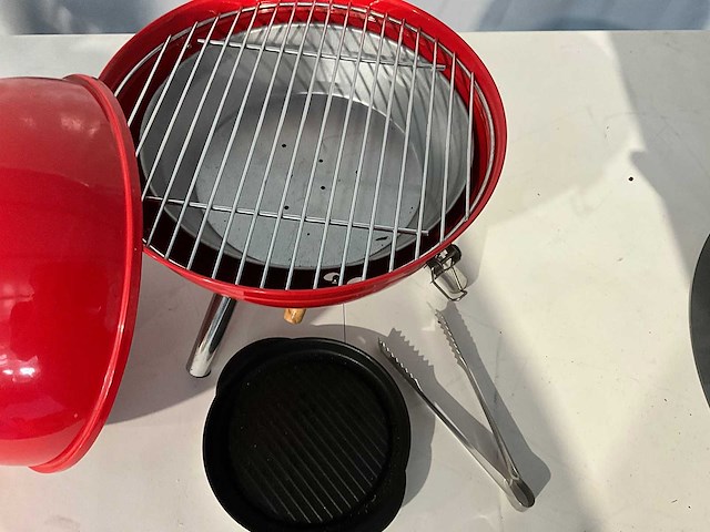 Barbecue rond - 30 cm - houtskool - rood - afbeelding 4 van  5