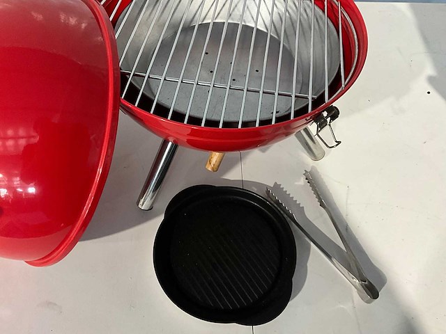 Barbecue rond - 30 cm - houtskool - rood - afbeelding 5 van  5