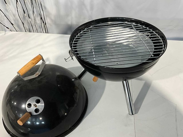 Barbecue rond - 30cm - houtskool - zwart - afbeelding 3 van  4