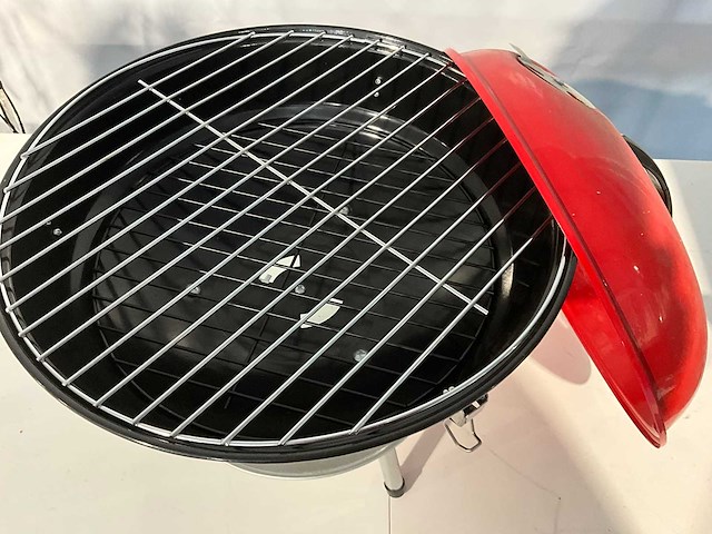 Barbecue rond - 35cm - rood/zwart - houtskool - afbeelding 3 van  5
