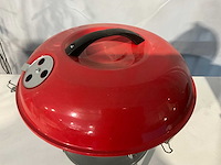 Barbecue rond - 35cm - rood/zwart - houtskool - afbeelding 4 van  5