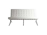 Barcelona 3-zits bank 153 x 80 x 82 cm - zitplaats 38 cm wit leer - afbeelding 2 van  4