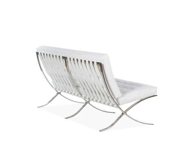 Barcelona 3-zits bank 153 x 80 x 82 cm - zitplaats 38 cm wit leer - afbeelding 2 van  3