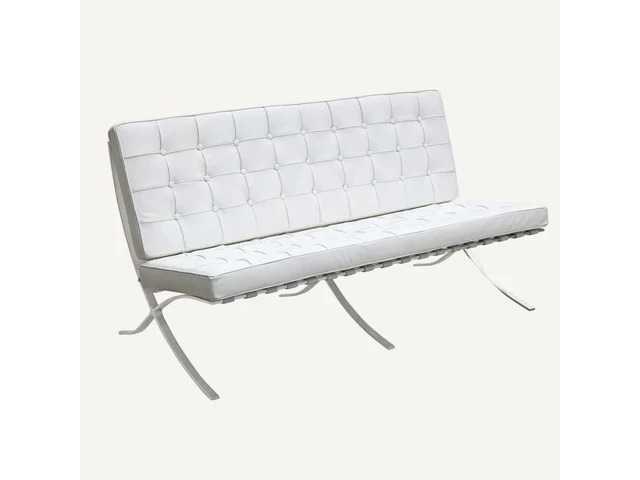 Barcelona 3-zits bank 153 x 80 x 82 cm - zitplaats 38 cm wit leer - afbeelding 3 van  3