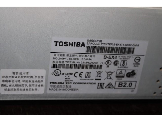 Barcode printer, toshiba, b-ex4t1-gs12-qm-r, 100-240v, 50-60hz, werking niet gekend - afbeelding 2 van  2