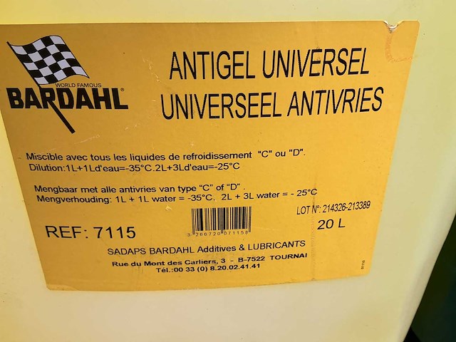 Bardahl,inhoud 20 liter universele antivries antivries (2x) - afbeelding 2 van  2