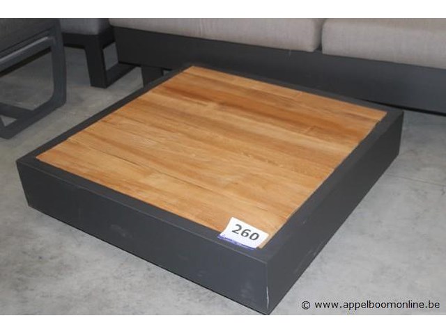 Bari salontafel 90x90x32cm met teak inleg - afbeelding 1 van  2