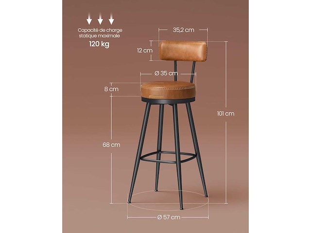 Barkruk - keukenstoel, gestoffeerde stoel, pu met naden (x6 mix) - afbeelding 2 van  6