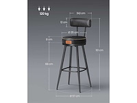 Barkruk - keukenstoel, gestoffeerde stoel, pu met naden (x6 mix) - afbeelding 3 van  6