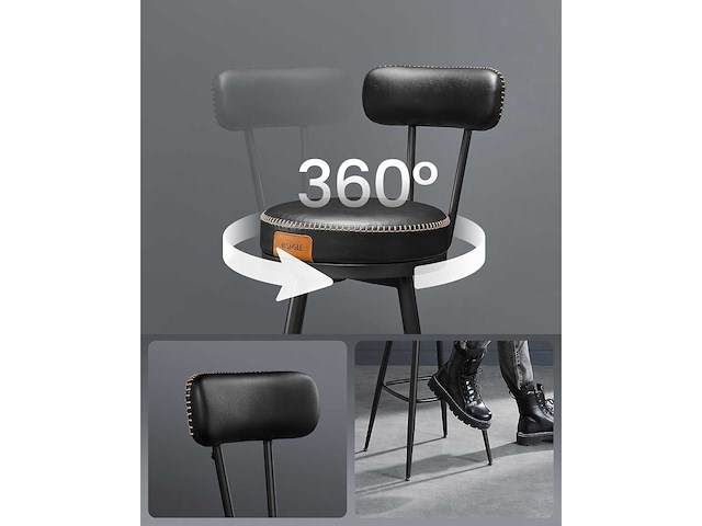 Barkruk - keukenstoel, gestoffeerde stoel, pu met naden (x6 mix) - afbeelding 7 van  11