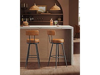 Barkruk - keukenstoel, gestoffeerde stoel, pu met naden (x6 mix) - afbeelding 6 van  6