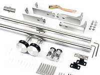 Barn-door single schuifdeur beslag 6ft geborsteld rvs plafondmontage - afbeelding 3 van  6