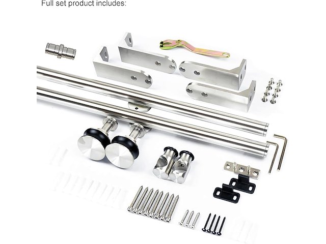 Barn-door single schuifdeur beslag 6ft geborsteld rvs plafondmontage - afbeelding 3 van  6