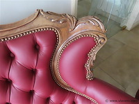 Barok salon 3+1+1 leder en houtsnijwerk - afbeelding 6 van  9