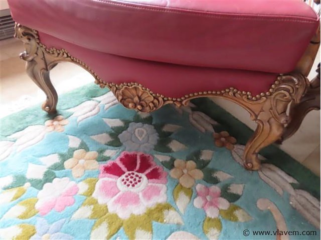 Barok salon 3+1+1 leder en houtsnijwerk - afbeelding 9 van  9