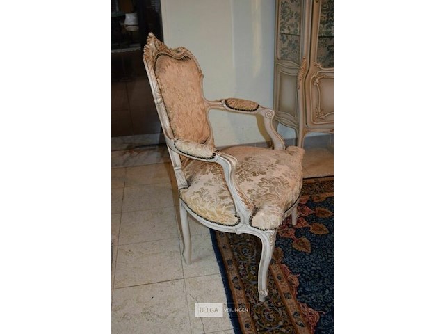 Barok/rococostijl , set van bank, stoelen en tafeltje - afbeelding 8 van  11