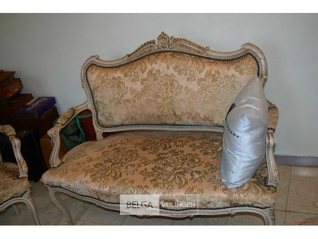 Barok/rococostijl , set van bank, stoelen en tafeltje - afbeelding 10 van  11