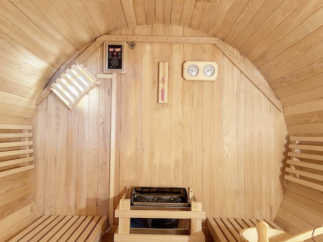 Barrelsauna rond - 200x240 cm - met kachel - afbeelding 2 van  4