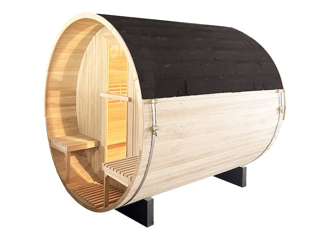 Barrelsauna rond - 200x240 cm - met kachel - afbeelding 4 van  4