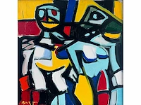 Bart de graaf - compositie met figuren - olie op doek - 70x70 cm