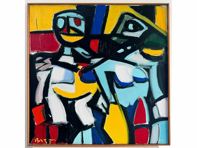 Bart de graaf - compositie met figuren - olie op doek - 70x70 cm - afbeelding 2 van  9