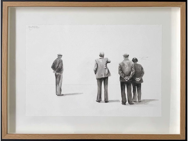 Bart deglin - random meeting #3 - aquarel - ingelijst - afbeelding 1 van  6