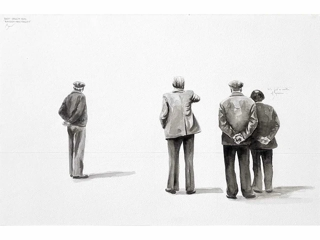 Bart deglin - random meeting #3 - aquarel - ingelijst - afbeelding 2 van  6