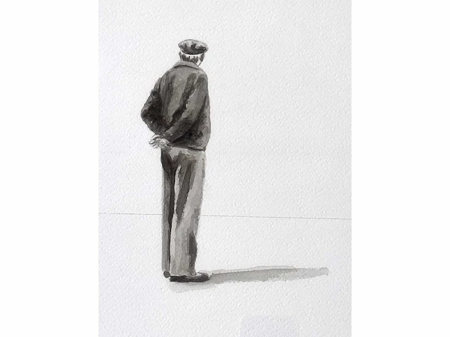 Bart deglin - random meeting #3 - aquarel - ingelijst - afbeelding 4 van  6