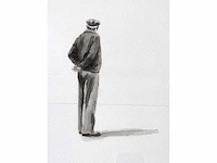 Bart deglin - random meeting #3 - aquarel - ingelijst - afbeelding 4 van  6