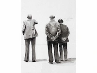Bart deglin - random meeting #3 - aquarel - ingelijst - afbeelding 5 van  6