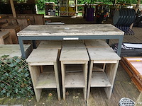 Bartafel & 6x kruk - afbeelding 2 van  6