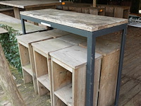 Bartafel & 6x kruk - afbeelding 3 van  6