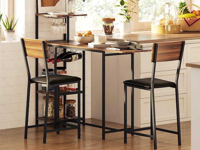 Bartafel met barkrakkels en stoelen, opklapbare rugleuning - afbeelding 1 van  9